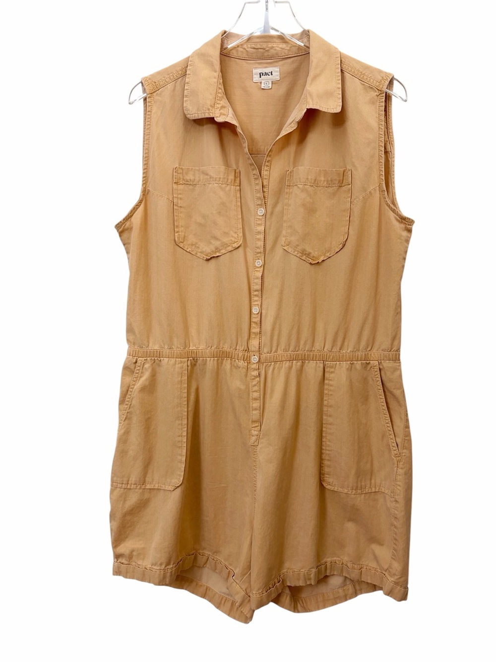 pact | Organic Cotton Sleeveless Utility Romper Large